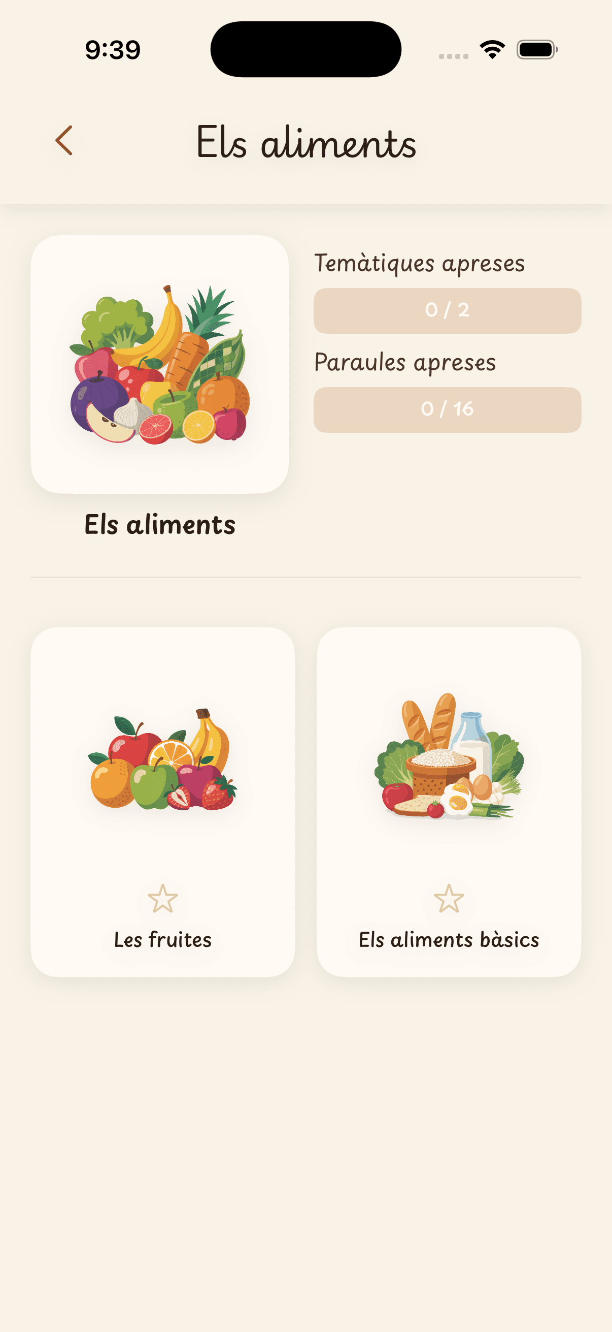 Unitats de vocabulari d'aliments a Lletrum